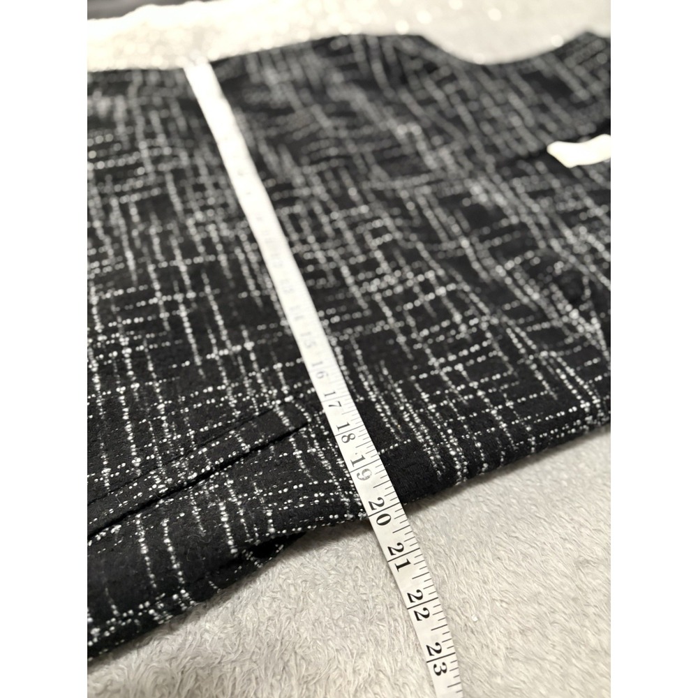 Gap Sleeveless Tweed Shift Dress Medium Split Neck Black Lined Pockets - Picture 5 of 10